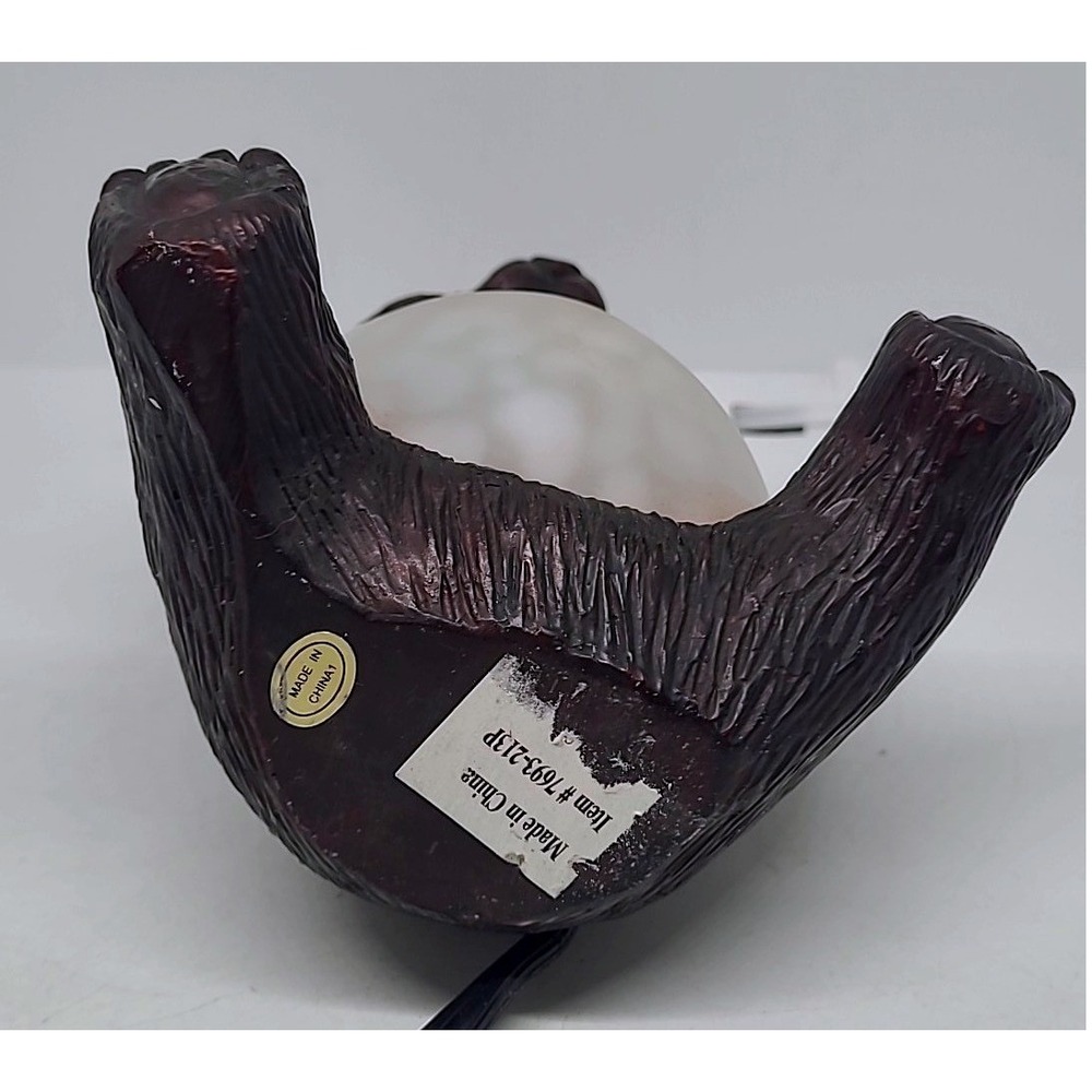 Vintage Bear Accent Lamp Brown Frosted Glass Belly Nightlight Cabin Decor - Picture 8 of 11
